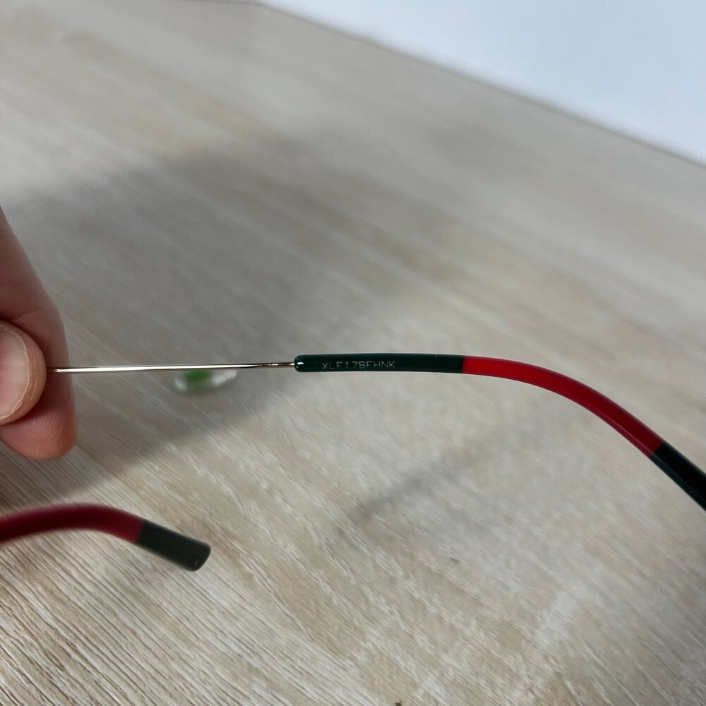 Gucci GG0399O 002 Rimless Eyeglasses Silver Green Red 56-17-150 READ DESC - Picture 12 of 16